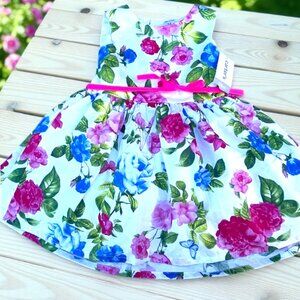 Carter’s Bold Floral Party Dress - Pink & Blue Roses, NWT - 24 months